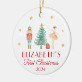 Gepersonaliseerde Baby's Eerste Kerstnotenkraker Keramisch Ornament (Links)