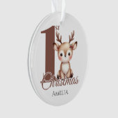 Gepersonaliseerde Baby's eerste kerstrendier Ornament (voorkant)