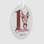 Gepersonaliseerde Baby's eerste kerstrendier Ornament (voorkant)