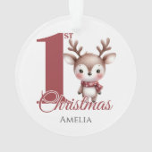 Gepersonaliseerde Baby's eerste kerstrendier Ornament (achterkant)
