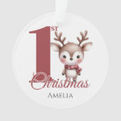 Gepersonaliseerde Baby's eerste kerstrendier Ornament (voorkant)