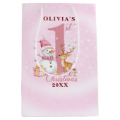 Gepersonaliseerde Baby's eerste kerstsneeuwpop Medium Cadeauzakje (Voorkant)