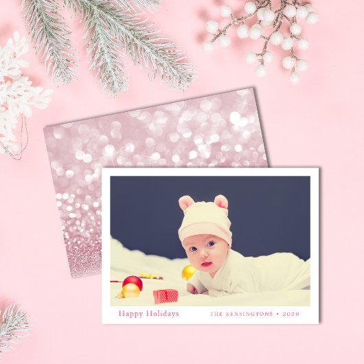 Gepersonaliseerde Baby's eerste kerstvakantie Kaar Feestdagenkaart