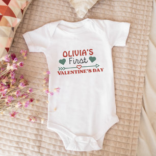 Gepersonaliseerde Baby's eerste Valentijnsdag Scha Romper