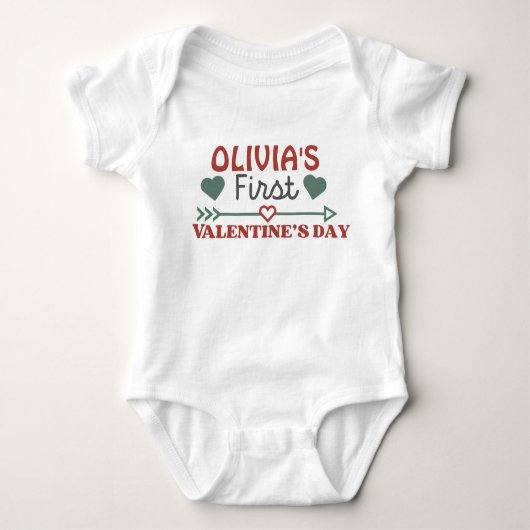 Gepersonaliseerde Baby's eerste Valentijnsdag Scha Romper (Voorkant)