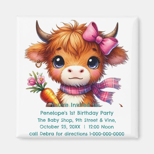 Gepersonaliseerde baby's eerste verjaardagsfeestje magneet (Voorkant)