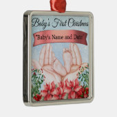 Gepersonaliseerde "Baby's First Christmas" Metalen Ornament (Rechts)