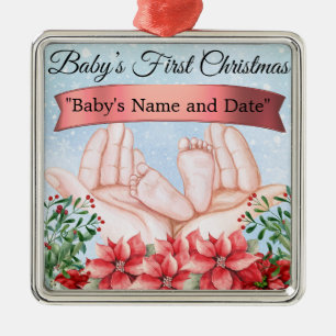 Gepersonaliseerde "Baby's First Christmas" Metalen Ornament