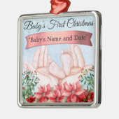 Gepersonaliseerde "Baby's First Christmas" Metalen Ornament (Links)