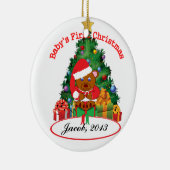 GEPERSONALISEERDE "Baby's First Kerstmis"-versieri Keramisch Ornament (Rechts)