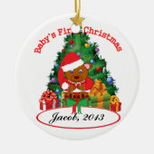 GEPERSONALISEERDE "Baby's First Kerstmis"-versieri Keramisch Ornament (Voorkant)