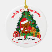 GEPERSONALISEERDE "Baby's First Kerstmis"-versieri Keramisch Ornament (Achterkant)