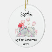 Gepersonaliseerde Baby's Meisje Mijn Eerste Kerstm Keramisch Ornament (Links)
