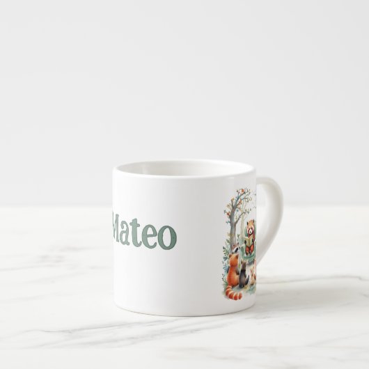 Gepersonaliseerde Baby's Naam Leuk Dier Espresso Kop (Voorkant rechts)