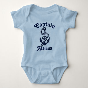 Gepersonaliseerde Babys Naam Marine Blauw Nautical Romper