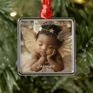 Gepersonaliseerde Baby's Schattigee Eerste Kerstfe Metalen Ornament