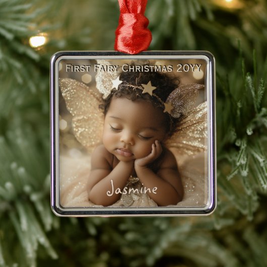 Gepersonaliseerde Baby's Schattigee Eerste Kerstfe Metalen Ornament (Boom)