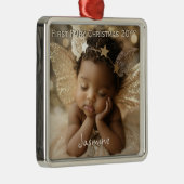 Gepersonaliseerde Baby's Schattigee Eerste Kerstfe Metalen Ornament (Rechts)