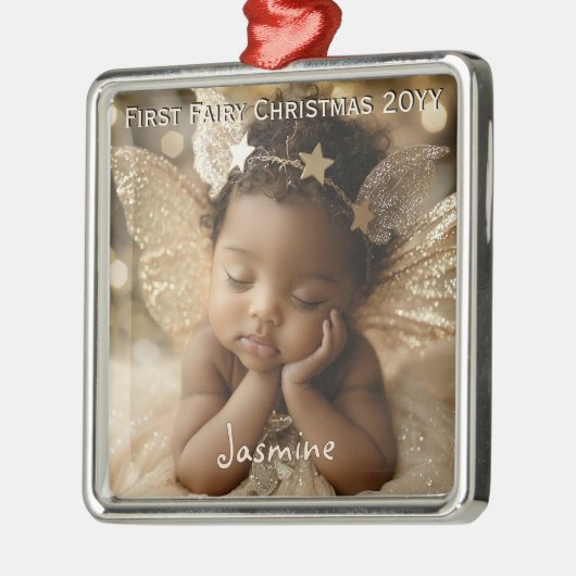 Gepersonaliseerde Baby's Schattigee Eerste Kerstfe Metalen Ornament (Links)