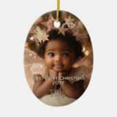 Gepersonaliseerde Baby's Schattigee Eerste Sprookj Keramisch Ornament (Voorkant)