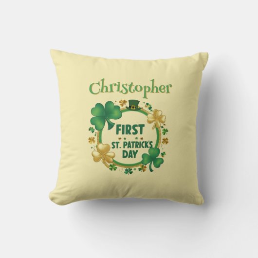 Gepersonaliseerde Baby's St. Patrick's Day Kussen (Voorkant)