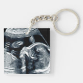 Gepersonaliseerde babySonogram Verwacht papa Sleutelhanger (Achterkant)