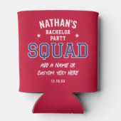 Gepersonaliseerde Bachelor Party Squad Crimson Red Blikjeskoeler (Achterkant)