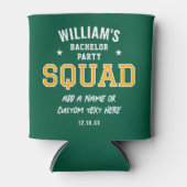 Gepersonaliseerde Bachelor Party Squad Groen Goud Blikjeskoeler (Voorkant)