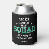 Gepersonaliseerde Bachelor Party Squad Groen Zwart Blikjeskoeler (Blikje Voorkant)