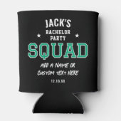 Gepersonaliseerde Bachelor Party Squad Groen Zwart Blikjeskoeler (Achterkant)