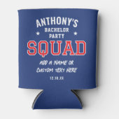 Gepersonaliseerde Bachelor Party Squad Rode Marine Blikjeskoeler (Voorkant)