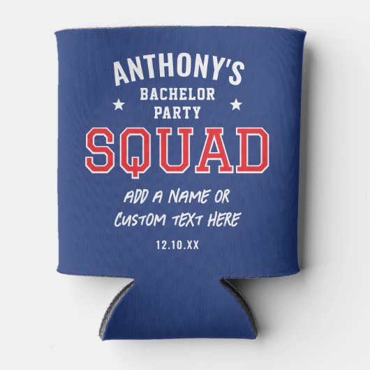 Gepersonaliseerde Bachelor Party Squad Rode Marine Blikjeskoeler (Voorkant)