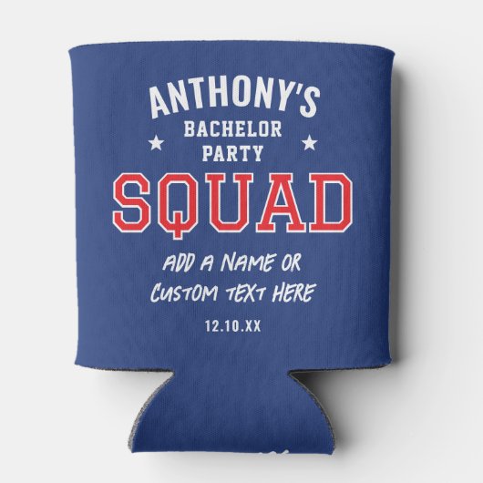 Gepersonaliseerde Bachelor Party Squad Rode Marine Blikjeskoeler (Achterkant)