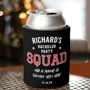 Gepersonaliseerde Bachelor Party Squad Rood Zwart Blikjeskoeler