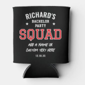 Gepersonaliseerde Bachelor Party Squad Rood Zwart Blikjeskoeler (Voorkant)