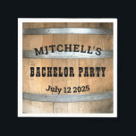 Gepersonaliseerde Bachelor Party Whiskey Barrel Na Servet<br><div class="desc">Het ontwerp van de Robuuste whiskey-cilinder met een gewaagde westerne typografie. Pas dit ontwerp aan met jouw naam,  feestdag en trouwdatum. Pas dit ontwerp verder aan door de "pas verder"verbinding aan indien gewenst.</div>