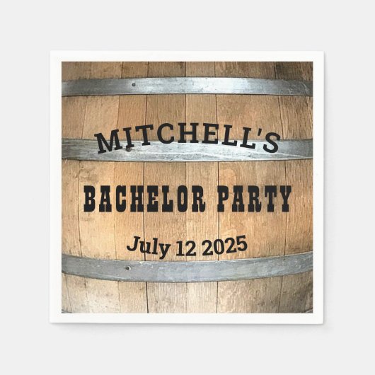 Gepersonaliseerde Bachelor Party Whiskey Barrel Na Servet (Voorkant)