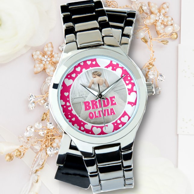 Gepersonaliseerde Bachelorette Bruid Foto Horloge (Creator heeft geüpload)