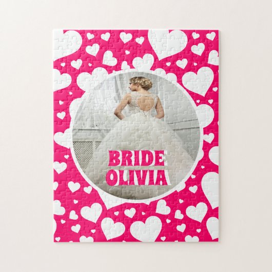 Gepersonaliseerde Bachelorette Bruid Foto Legpuzzel (Verticaal)