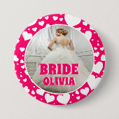 Gepersonaliseerde Bachelorette Bruid Foto Ronde Button 7,6 Cm (Voorkant)