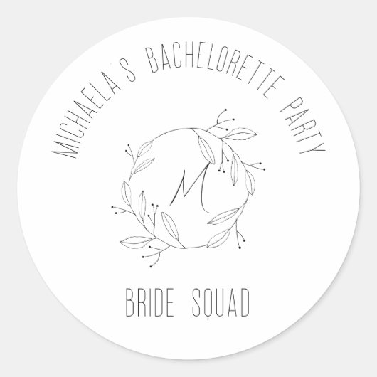 Gepersonaliseerde Bachelorette Party Bruid Squad Ronde Sticker (Voorkant)