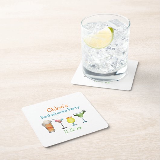 Gepersonaliseerde Bachelorette Party Naam Datum Kartonnen Onderzetters (Insitu)