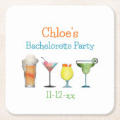 Gepersonaliseerde Bachelorette Party Naam Datum Kartonnen Onderzetters (Voorkant)