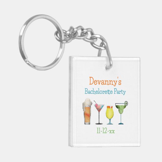 Gepersonaliseerde Bachelorette Party Naam Datum Sleutelhanger (Voorkant Links)