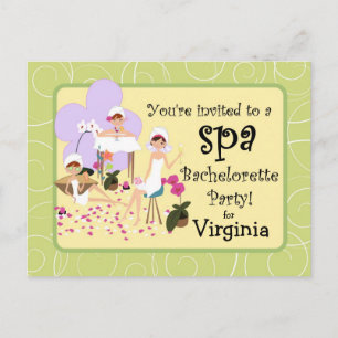 Gepersonaliseerde Bachelorette Party Spa Uitnodigi Uitnodiging Briefkaart