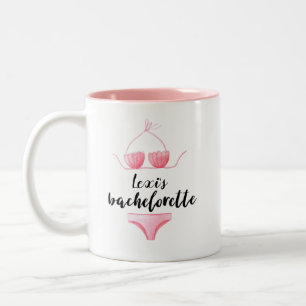 Gepersonaliseerde Bachelorette Waterverf Bikini Gi Tweekleurige Koffiemok