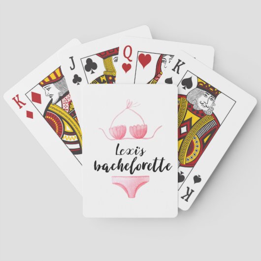 Gepersonaliseerde Bachelorette Waterverf Favor Gif Pokerkaarten (Achterkant)