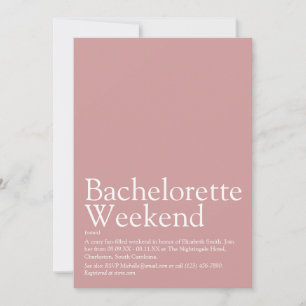 Gepersonaliseerde Bachelorette Weekend Blush Pink Kaart