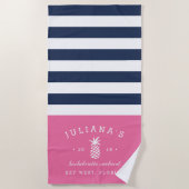 Gepersonaliseerde Bachelorette Weekend voor Roze e Strandlaken (Voorkant)