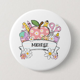 Gepersonaliseerde back-to-school benodigdheden met ronde button 7,6 cm